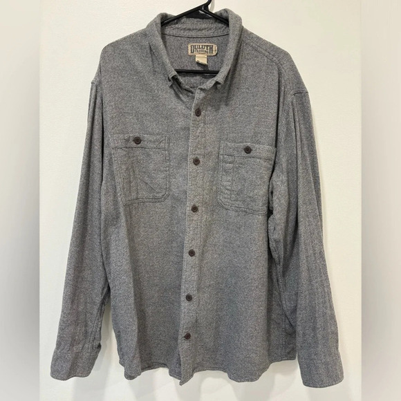 Duluth Trading Co Flannel Long Sleeve Button Up Gray Kennesaw Slim Fit Cotton - Picture 1 of 5